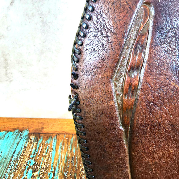 Vintage Hand Tooled Leather Purse Metal Clasp Early 1900s Art Nouveau Antique - Picture 5 of 8